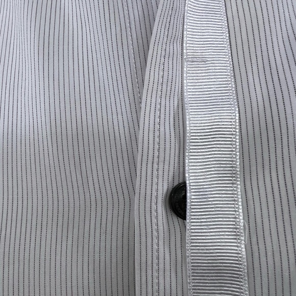 MATERIAL LONDON, 100% COTTON MENS LONG SLEEVES WHITE SHIRT WITH THIN STRIPES - Picture 8 of 13